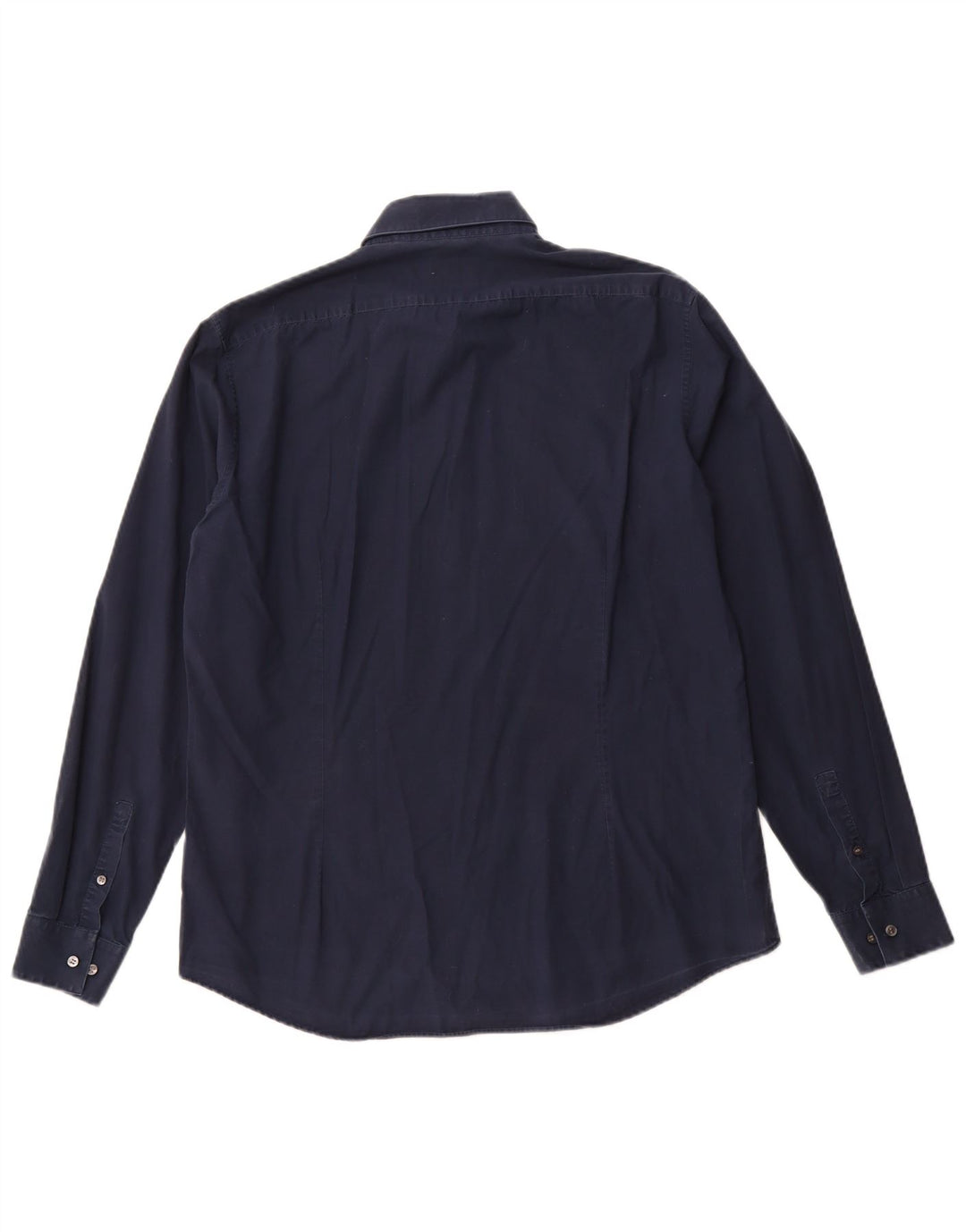 Мужская рубашка приталенного кроя CALVIN KLEIN, размер 16, 1/2, большая, темно-синяя, хлопок