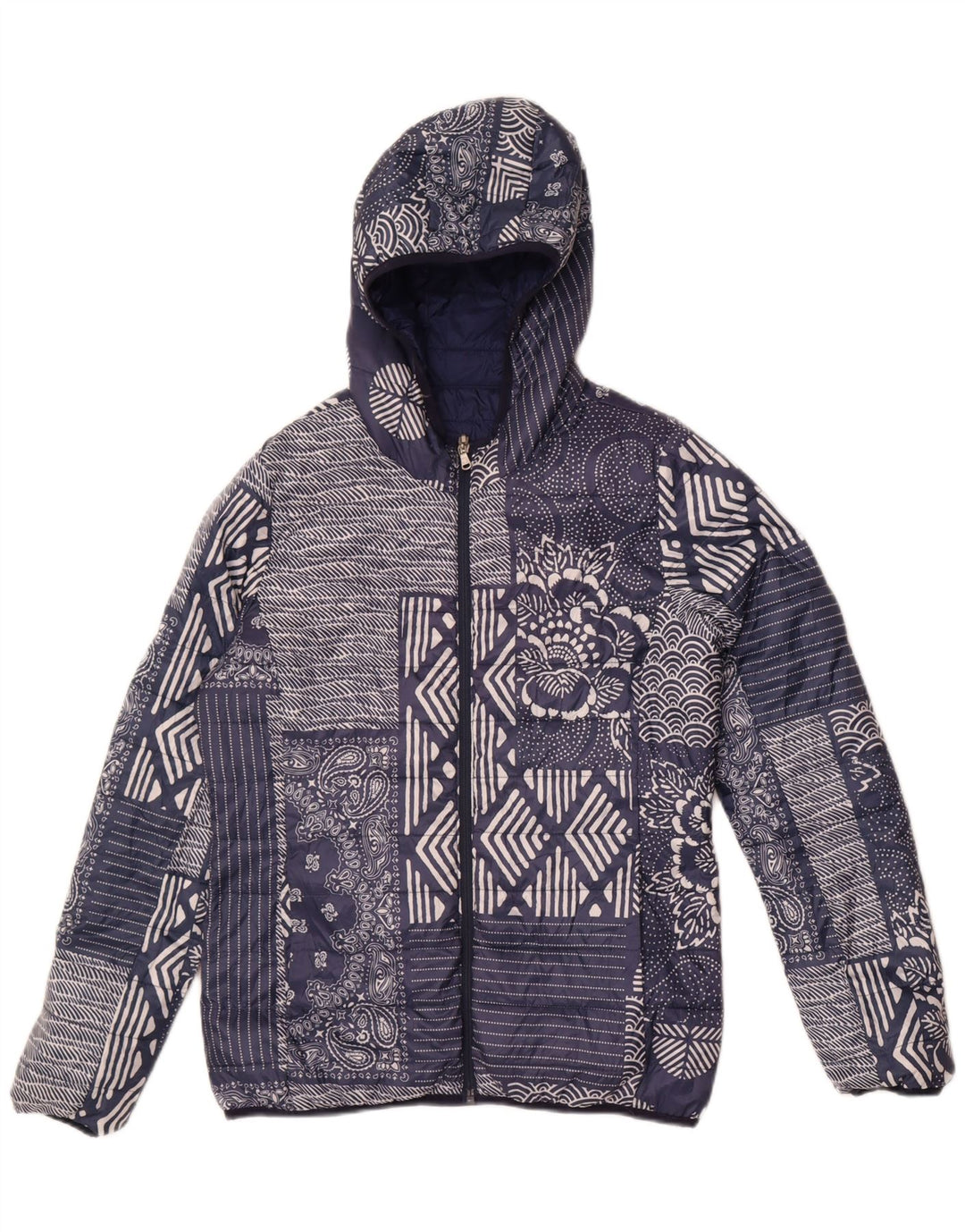 Женская стеганая куртка с капюшоном Champion IT 46, большая темно-синяя в стиле пэчворк