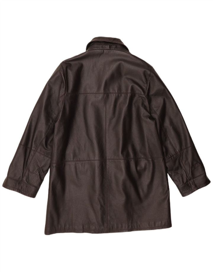 Винтажное женское кожаное пальто IT 50 XL Коричневое кожаное