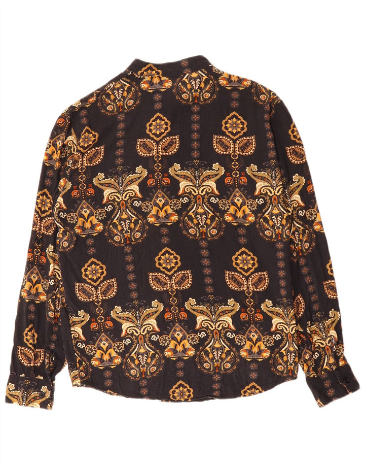 ADON Мужская рубашка маленькая черная с узором пейсли