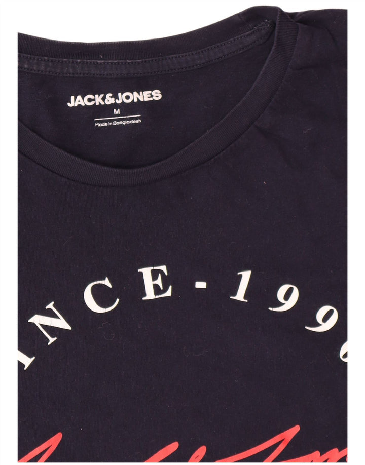Мужская футболка с рисунком Jack & Jones, темно-синий, хлопковый топ среднего размера