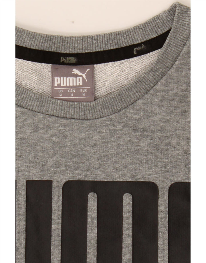 PUMA Mens Graphic Sweatshirt Jumper Medium Grey Vintage Puma and Second-Hand Puma from Messina Hembry 