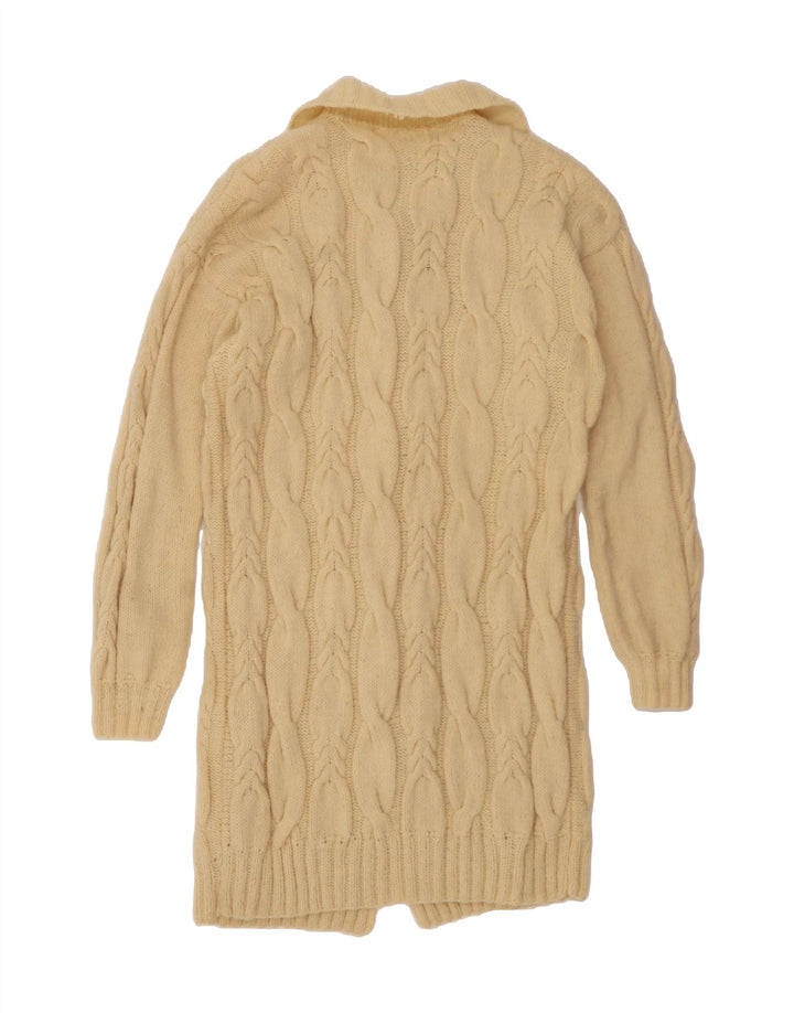 VINTAGE Womens Longline Cardigan Sweater UK 14 Medium Beige Vintage Vintage and Second-Hand Vintage from Messina Hembry 
