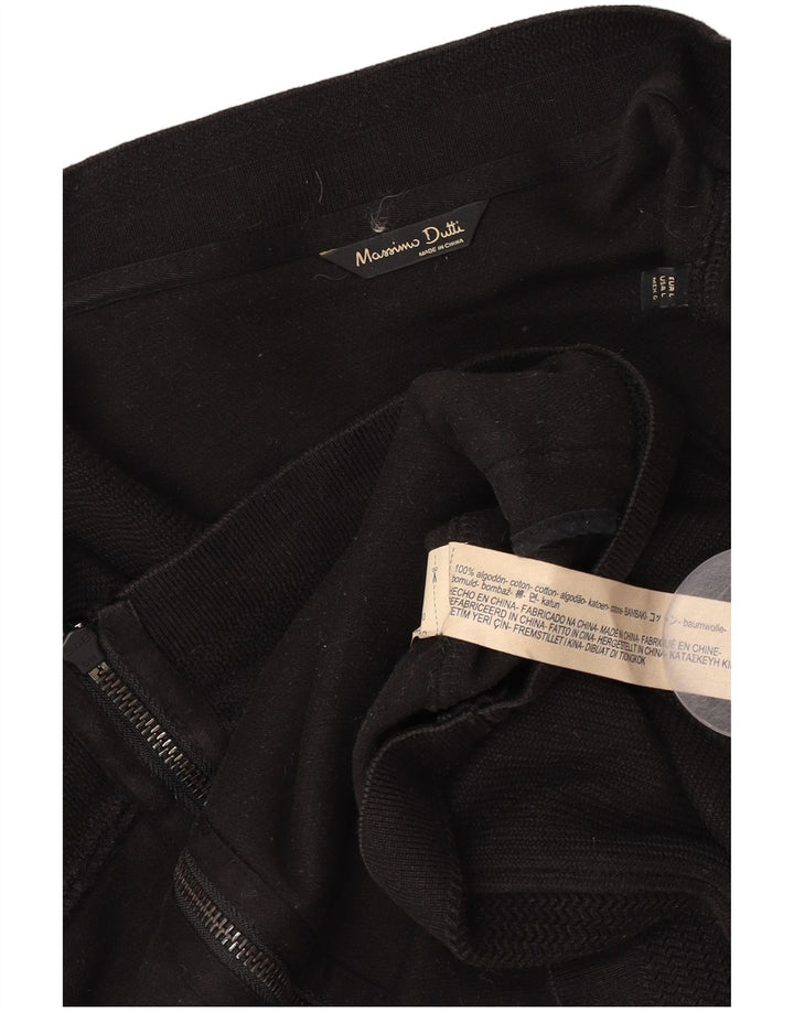 Мужской кардиган Massimo Dutti, большой черный хлопковый свитер