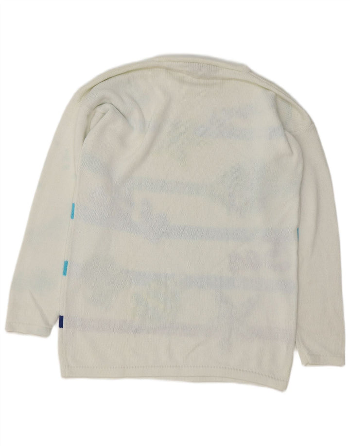 ВИНТАЖНЫЙ женский джемпер с круглым вырезом с рисунком EU 40, средний цвет в белую полоску