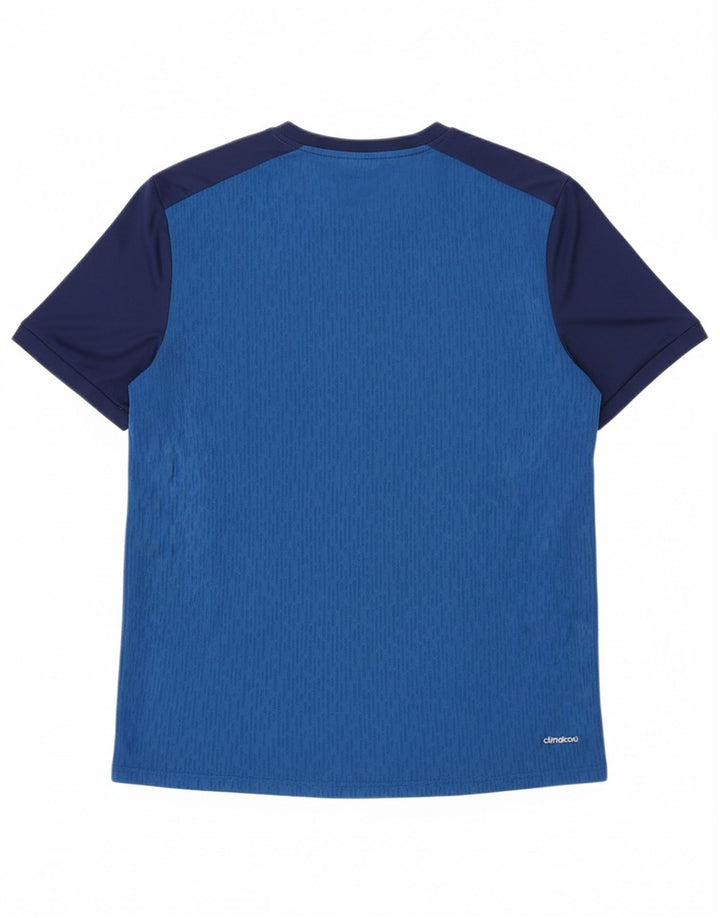 ADIDAS Mens T-Shirt Top Medium Blue Colourblock Polyester Sports