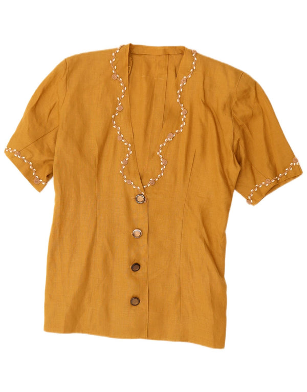 Винтажный женский комплект из 2 юбок с короткими рукавами, Великобритания, 12, средний W28, бежевый с цветочным принтом