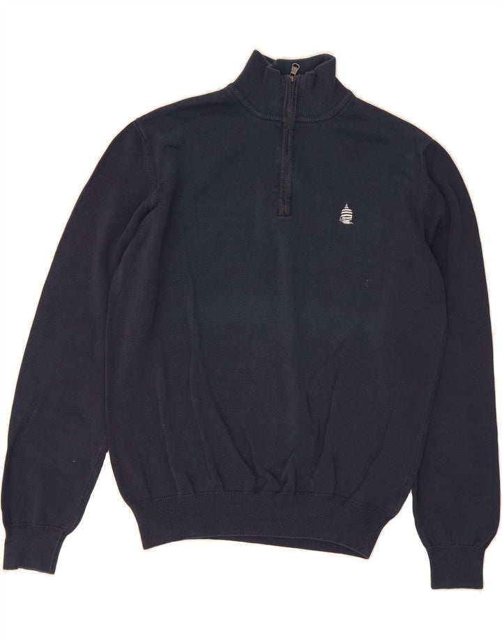 MARINA YACHTING Mens Zip Neck Jumper Sweater Medium Navy Blue Vintage Marina Yachting and Second-Hand Marina Yachting from Messina Hembry 