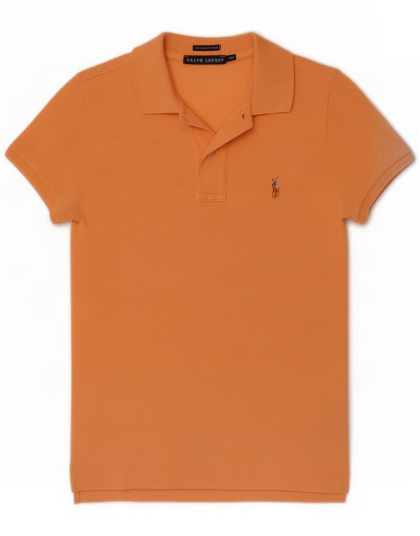 Женская рубашка-поло скинни Ralph Lauren UK 10, маленькая оранжевая