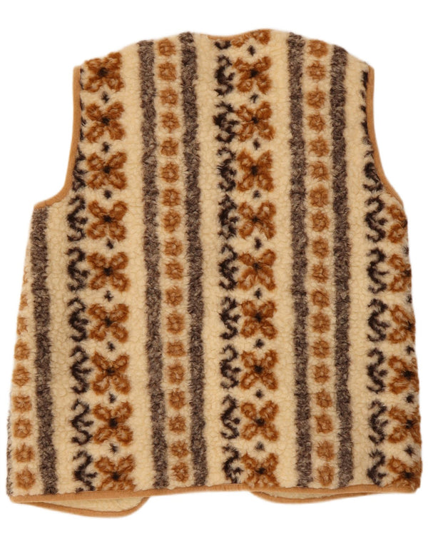 Винтажный женский жилет IT 54 3XL, бежевый, шерстяной с цветочным принтом