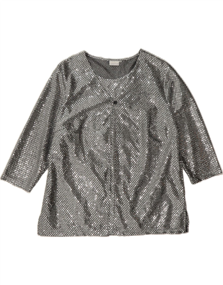 SURPRISE Womens 3/4 Sleeve Blouse Top IT 50 XL Silver Polyamide Vintage SURPRISE and Second-Hand SURPRISE from Messina Hembry 