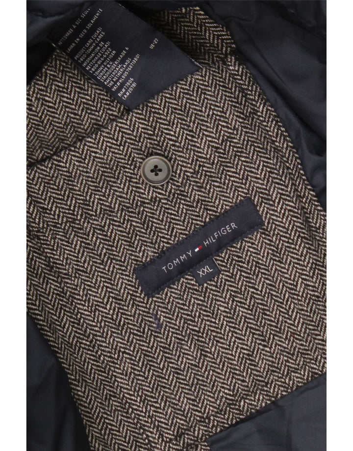 Мужская стеганая куртка Tommy Hilfiger UK 44 2XL серая шерстяная с узором «елочка»