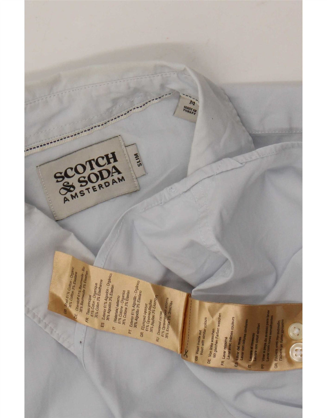 Мужская рубашка приталенного кроя Scotch & Soda, хлопок среднего синего цвета