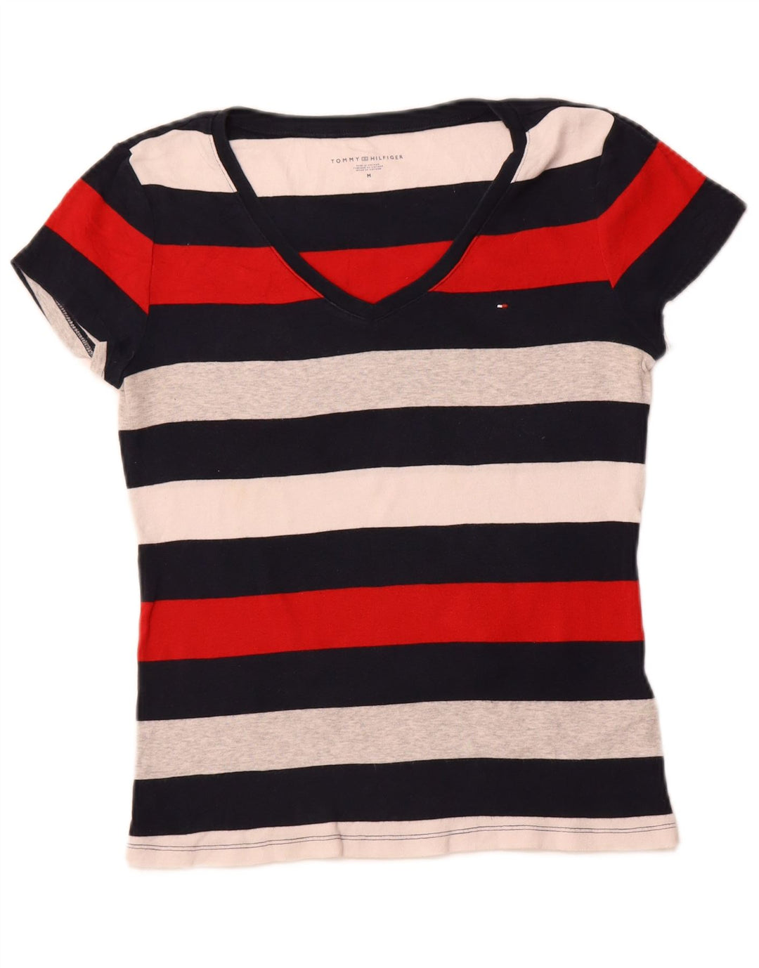 TOMMY HILFIGER Женская футболка Top UK 12 Medium Разноцветная полоска