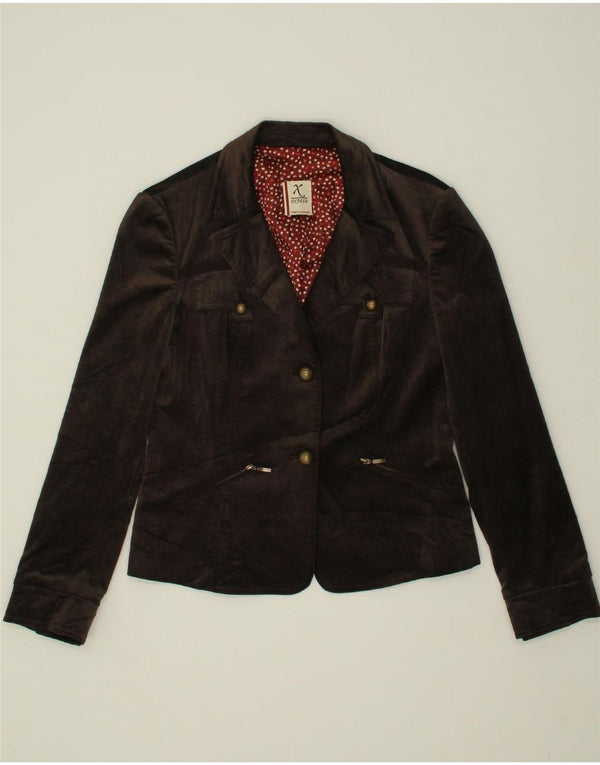 EXTESA Womens 2 Button Blazer Jacket UK 12 Medium Brown Viscose