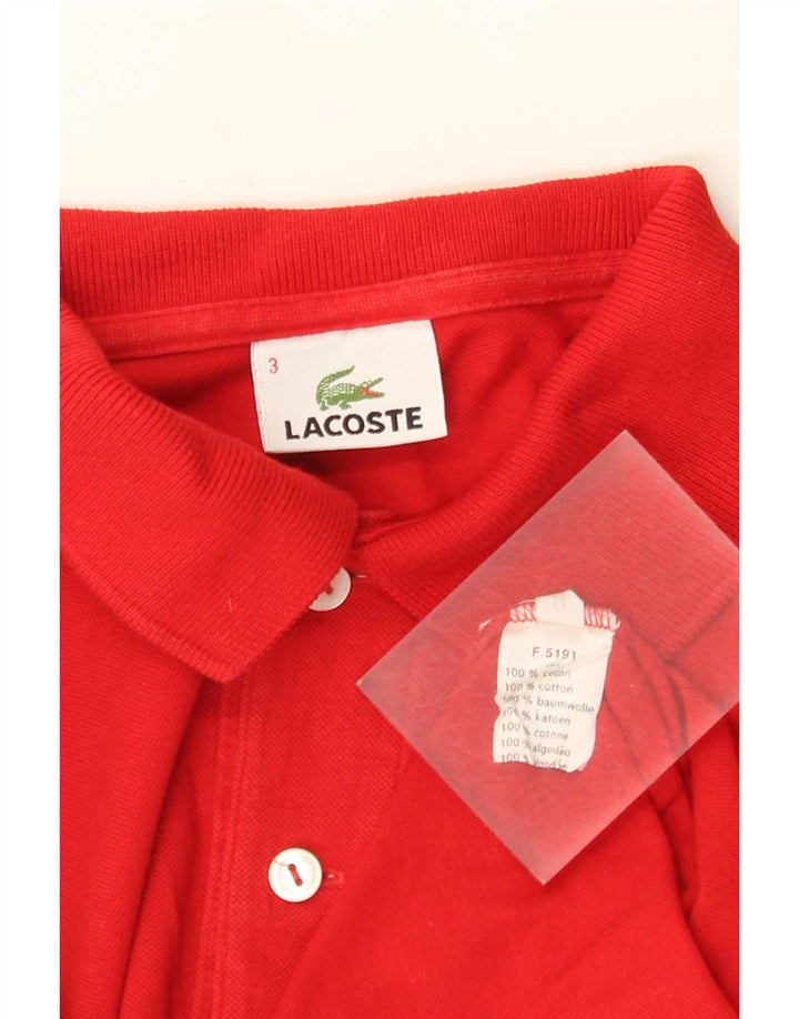 Мужская рубашка-поло с длинным рукавом Lacoste, размер 3, маленькая, красный хлопок