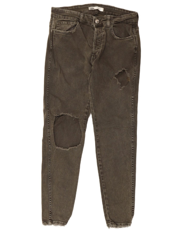 Мужские потертые узкие джинсы Zara EU 42 Medium W32 L27 Хаки Хлопок
