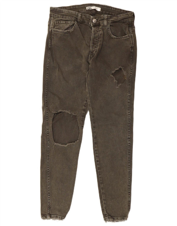 Мужские потертые узкие джинсы Zara EU 42 Medium W32 L27 Хаки Хлопок