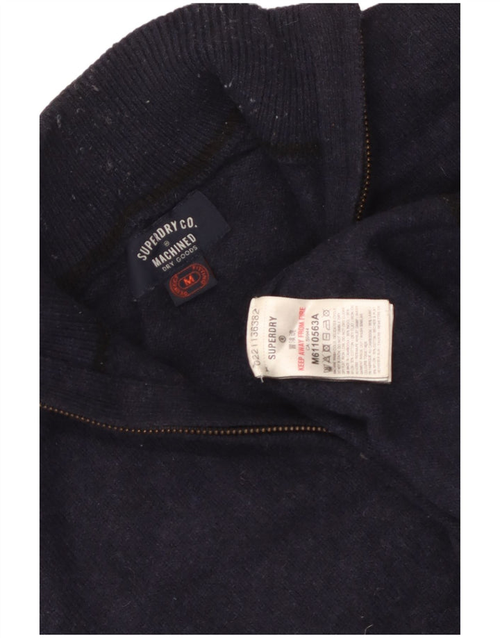 Женский джемпер с воротником на молнии Superdry UK 14, средний темно-синий, шерсть