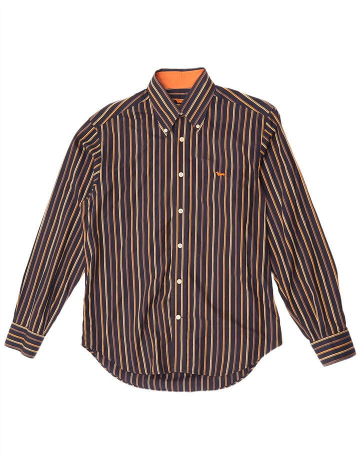 Мужская рубашка Harmont & Blaine среднего размера, темно-синяя полоска, хлопок