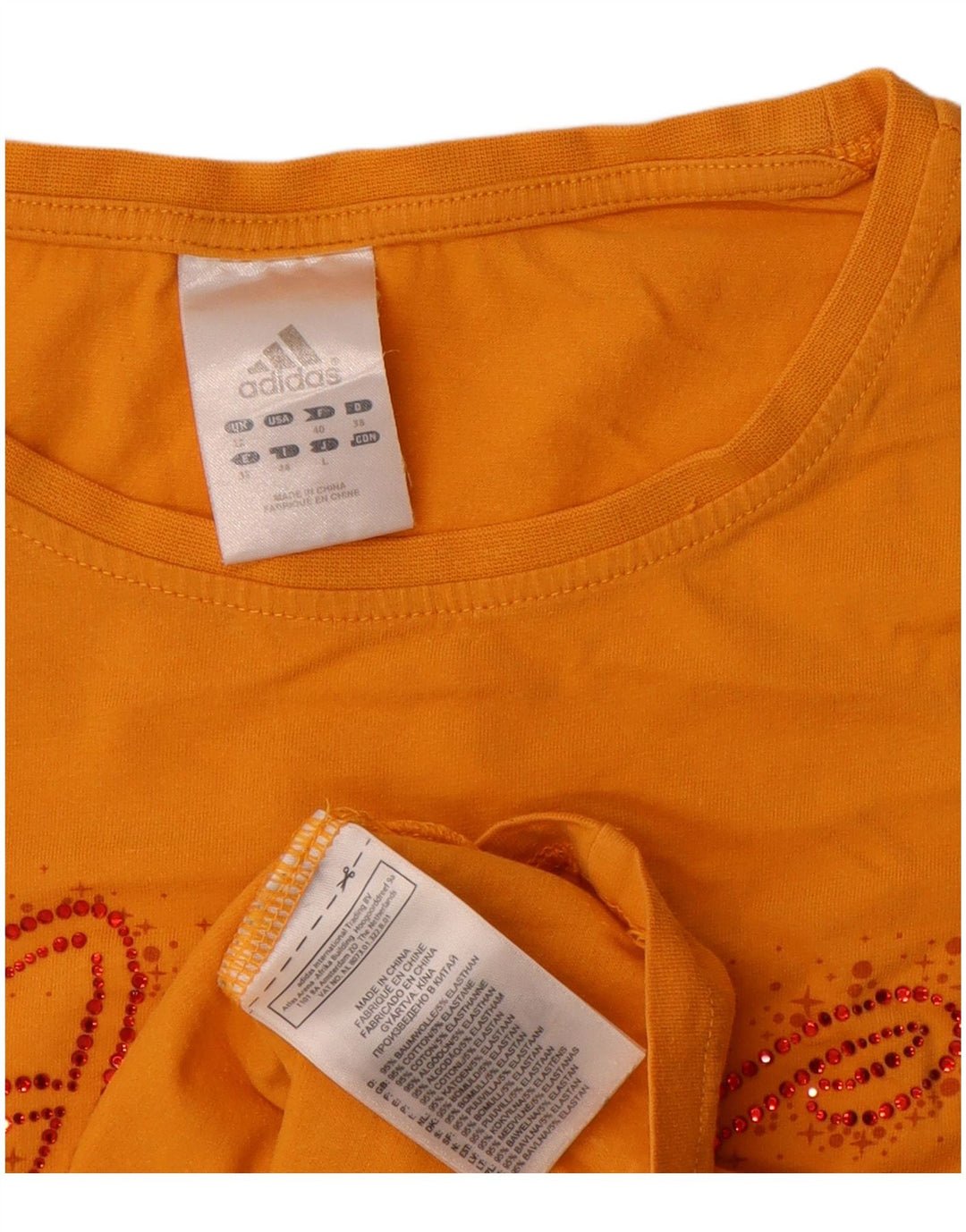 Женская футболка Adidas с рисунком Top UK 12, средний желтый хлопок, хлопок