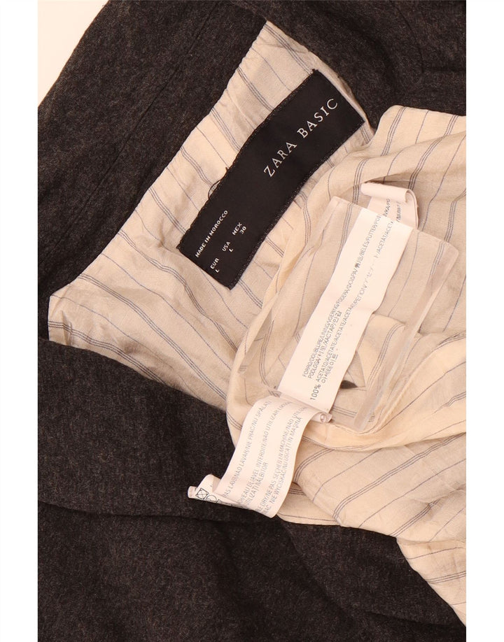 Женский пиджак на 1 пуговице Zara UK 14, большой серый ацетат