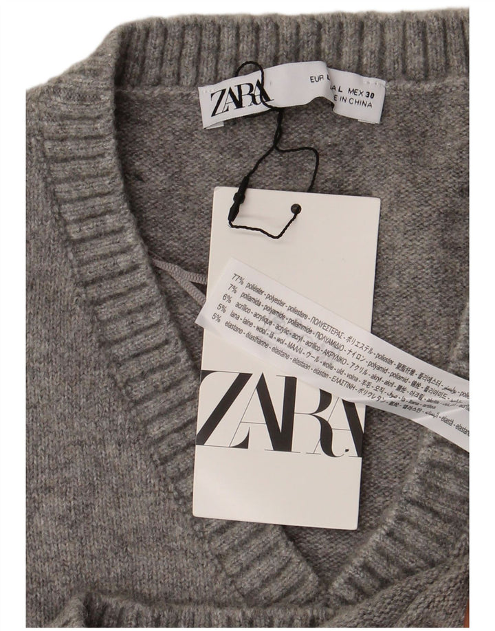 Женская майка Zara Vest UK 16, большой серый полиэстер