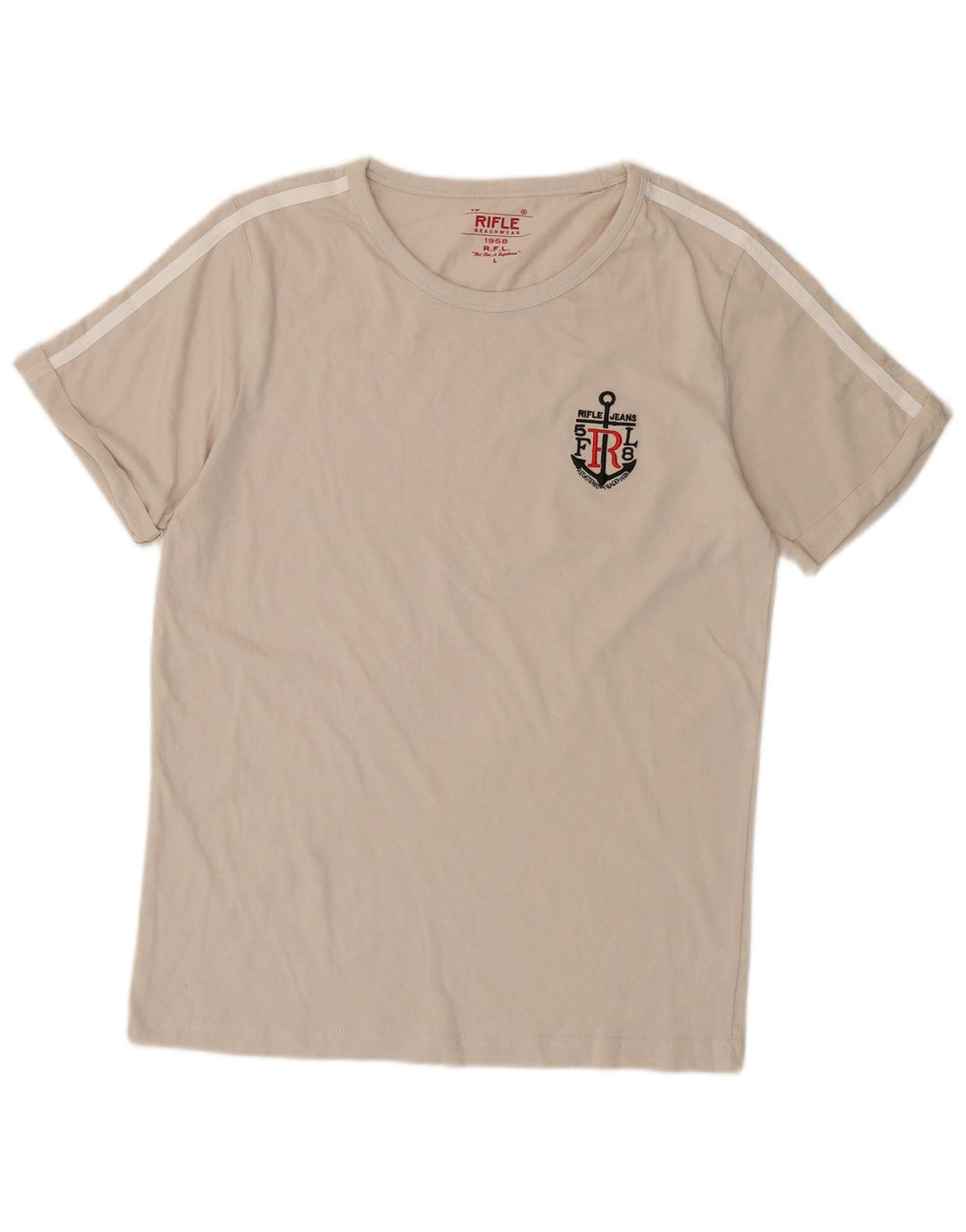 Женская футболка RIFLE Top UK 14, большой цвет, хлопок белого цвета