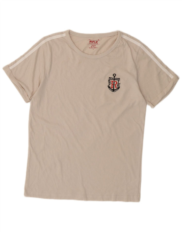 Женская футболка RIFLE Top UK 14, большой цвет, хлопок белого цвета