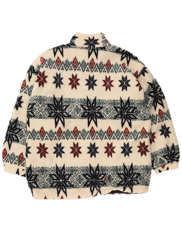 Винтажная мужская флисовая куртка UK 40, большая белая полиэстер Fair Isle