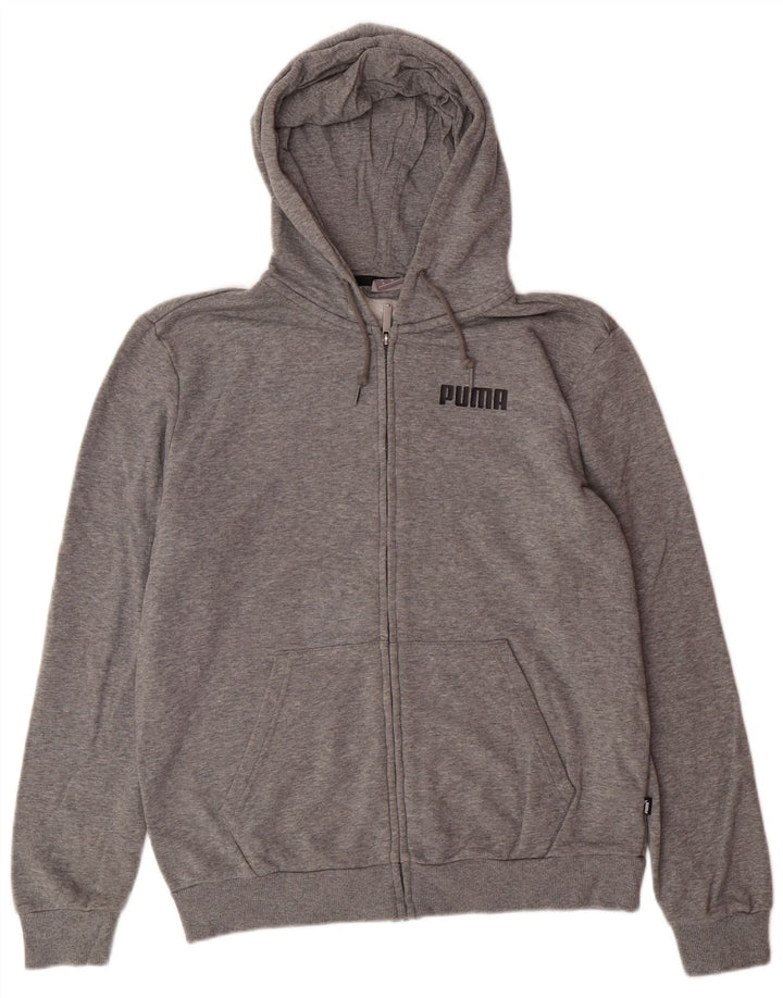 Мужской свитер с капюшоном на молнии PUMA, хлопок среднего серого цвета