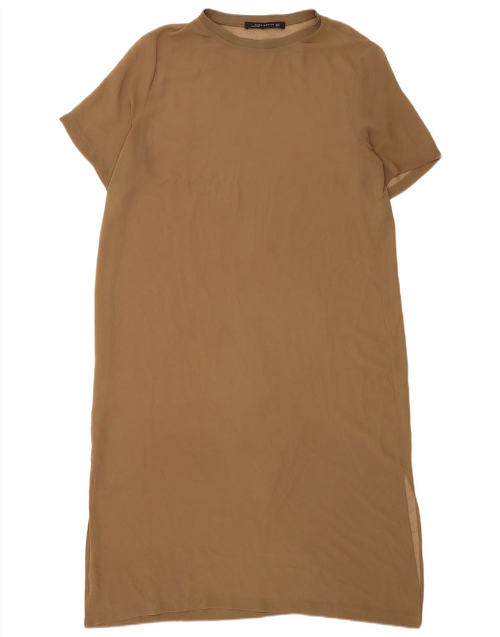 Женское базовое платье Zara UK 18 XL Коричневое