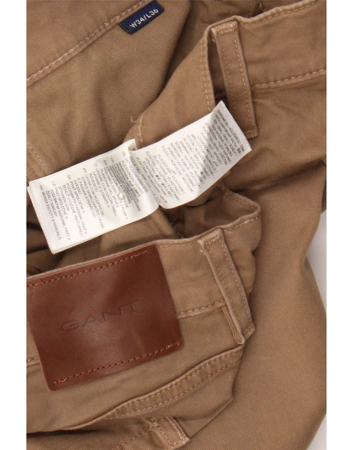Мужские узкие брюки-карго Gant W34 L32, коричневые, хлопковые