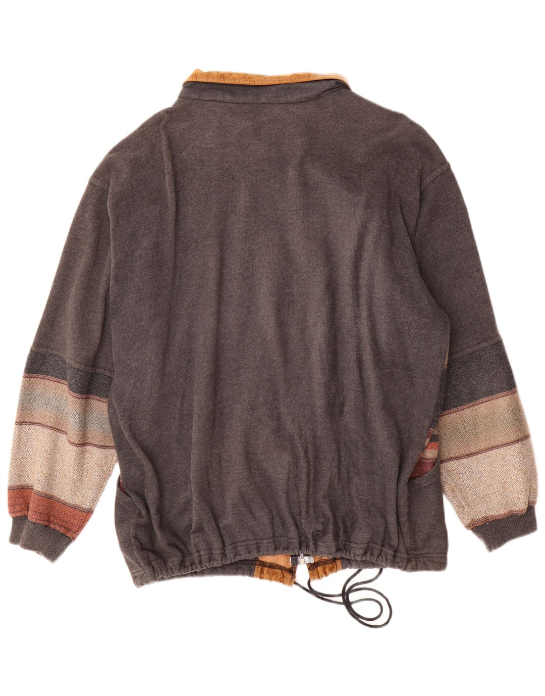 Винтажная мужская куртка-бомбер с графическим рисунком UK 42 XL, серая, акрил с цветными блоками