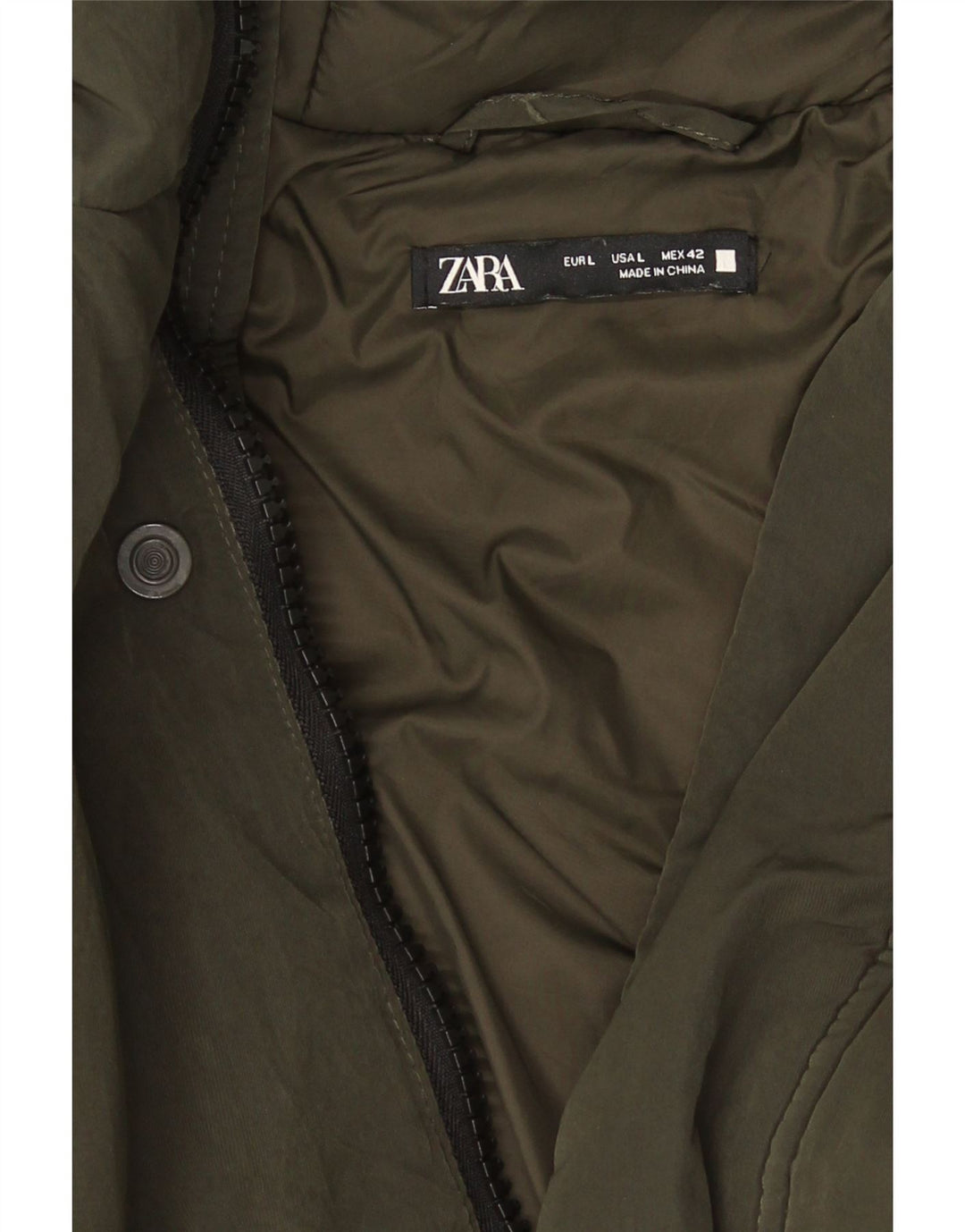 Мужское стеганое пальто с капюшоном Zara UK 40, большое зеленое