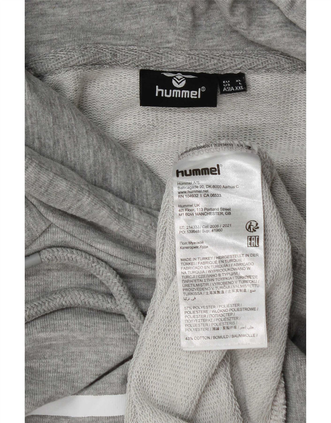 Hummel Мужской джемпер с капюшоном с рисунком XL, серый в крапинку, полиэстер