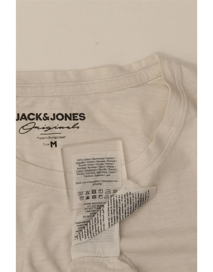 JACK & JONES Мужская футболка из хлопка среднего размера белого цвета с цветочным принтом