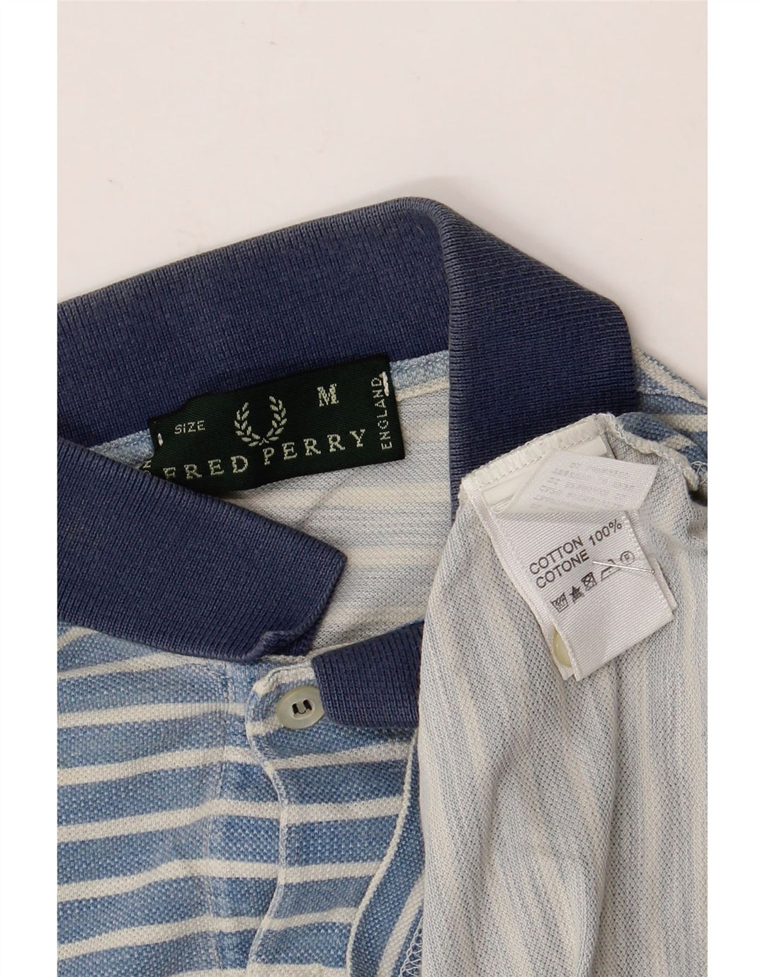 Мужская рубашка-поло Fred Perry, хлопковая синяя полоска среднего размера