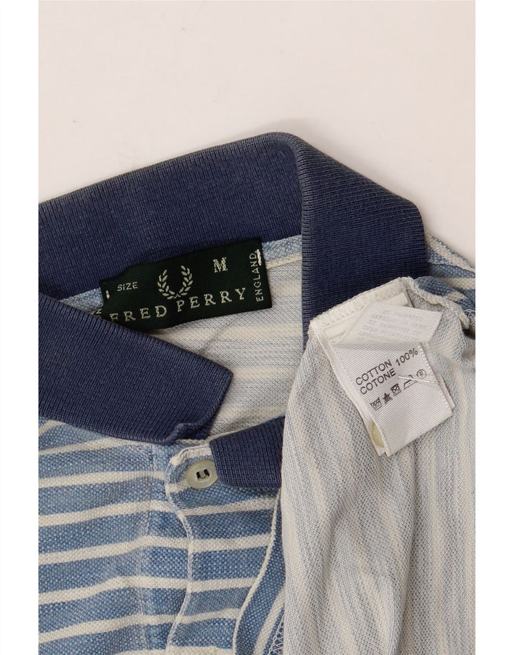 Мужская рубашка-поло Fred Perry, хлопковая синяя полоска среднего размера