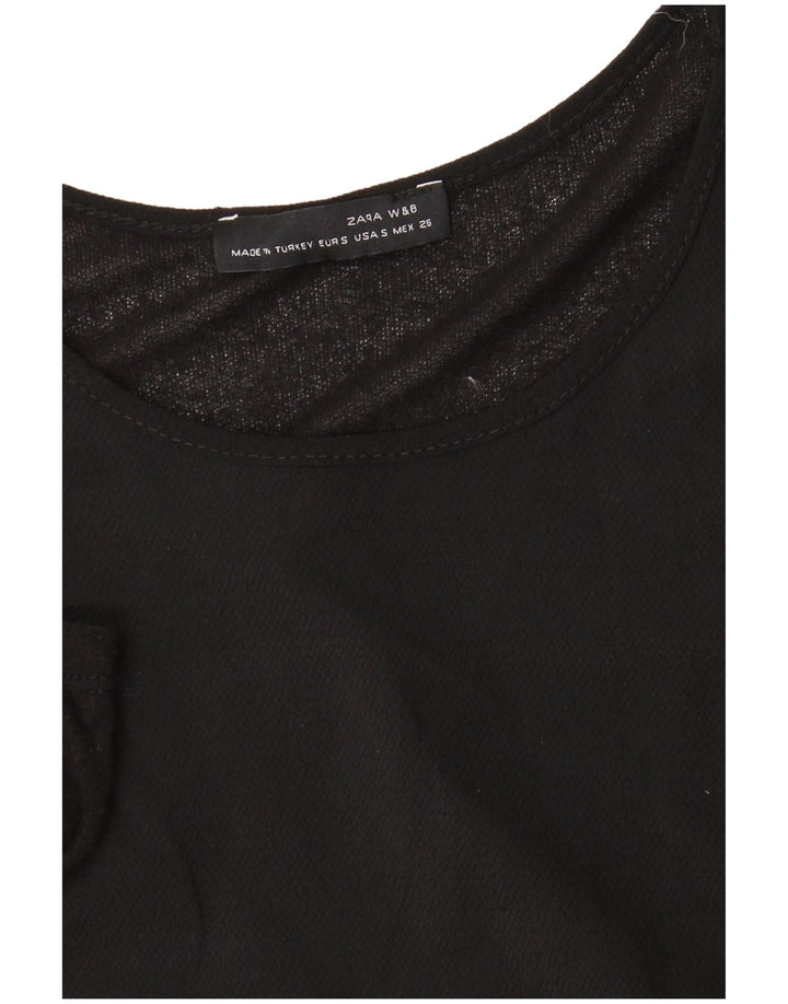 Женское платье макси с длинным рукавом Zara UK 10, маленькое черное