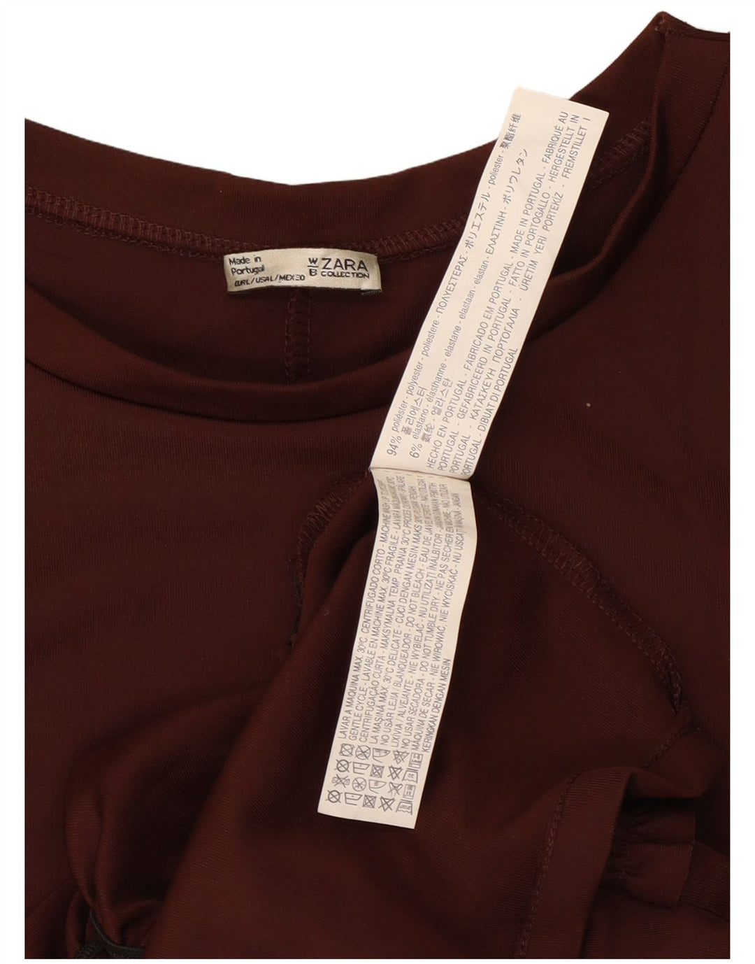 Женское платье свободного кроя Zara с оборками спереди, Великобритания 14, большой коричневый полиэстер