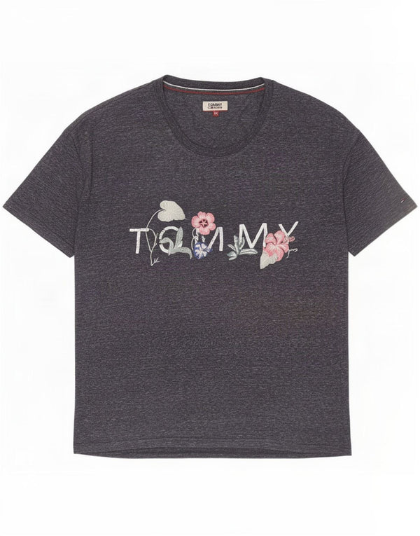Женская футболка с рисунком Tommy Hilfiger Top UK 6 XS Темно-синий с цветочным принтом