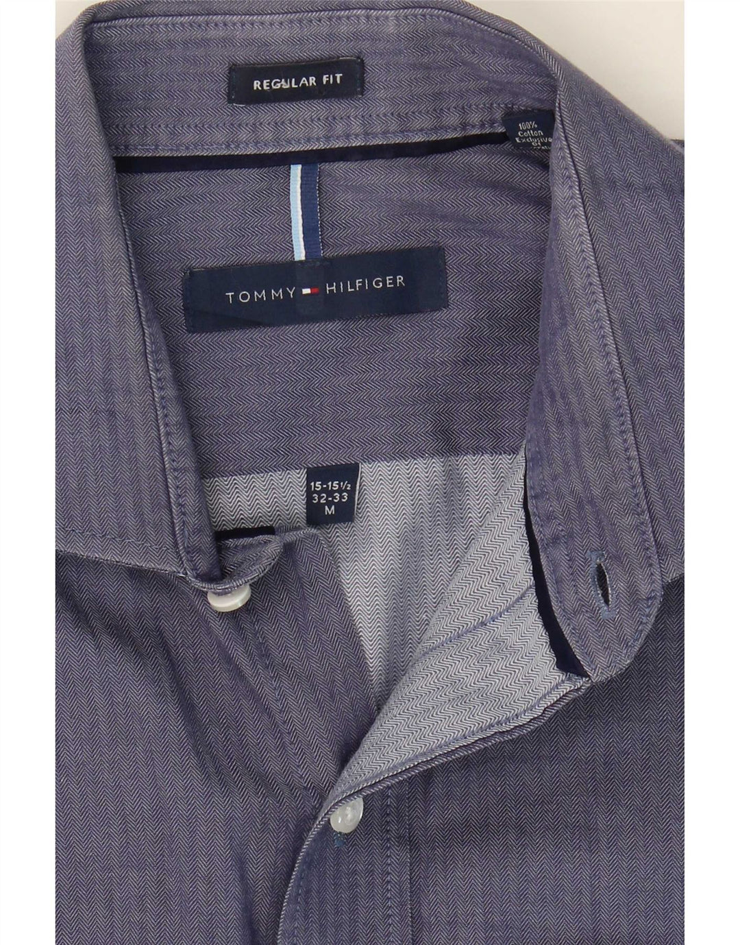 Мужская рубашка Tommy Hilfiger, размер 15 1/2, темно-синяя, с рисунком «елочка»