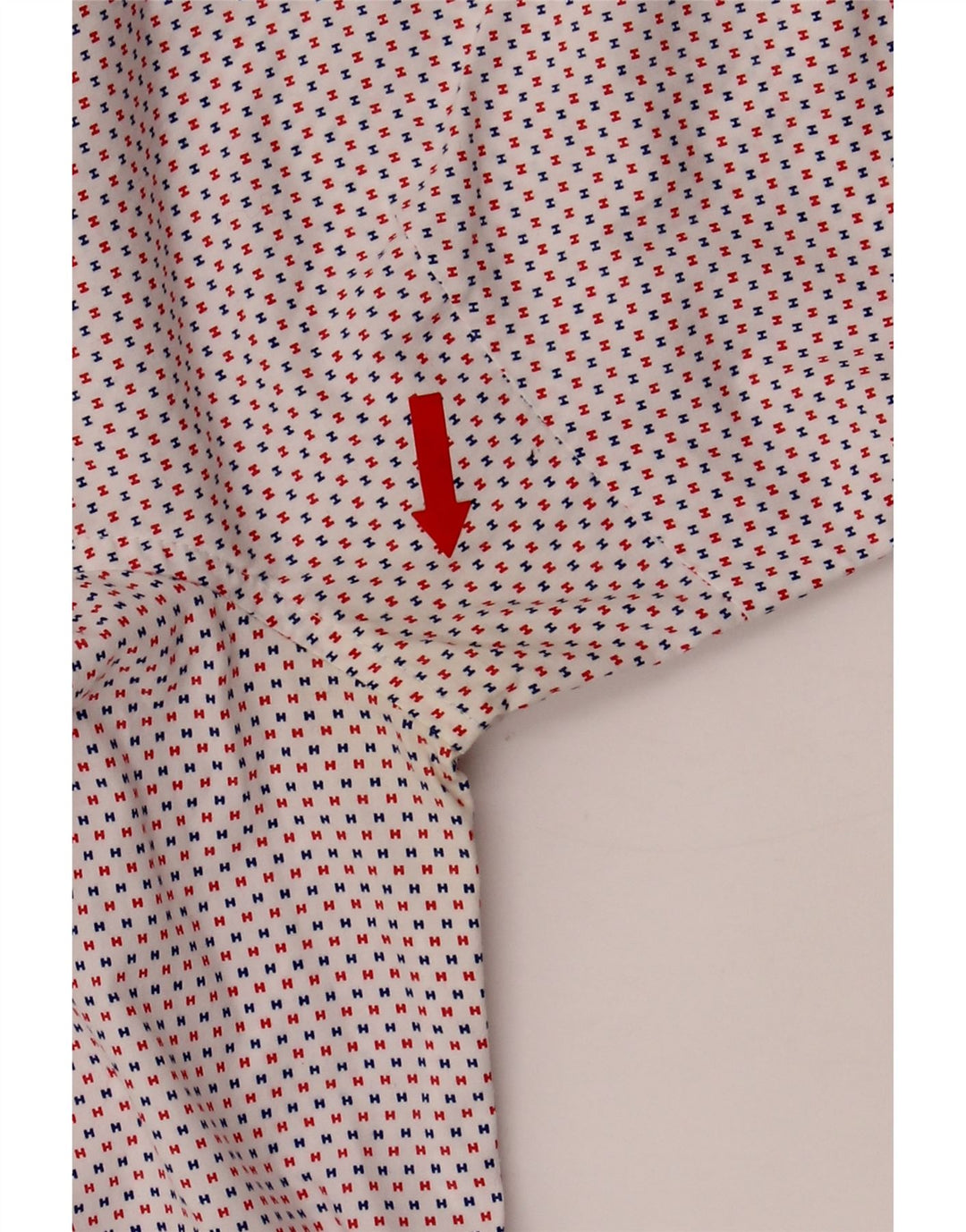 TOMMY HILFIGER Womens Fitted Graphic Shirt US 8 Medium Red Cotton Vintage Tommy Hilfiger and Second-Hand Tommy Hilfiger from Messina Hembry 