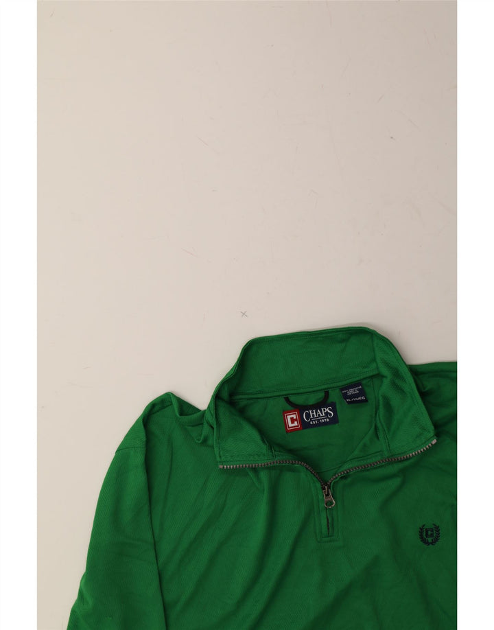 CHAPS Mens Zip Neck Pullover Tracksuit Top XL Green Polyester Vintage Chaps and Second-Hand Chaps from Messina Hembry 