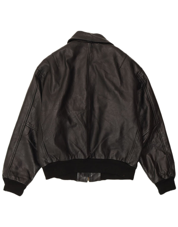 Мужская кожаная куртка VINTAGE UK 40, большая черная кожаная