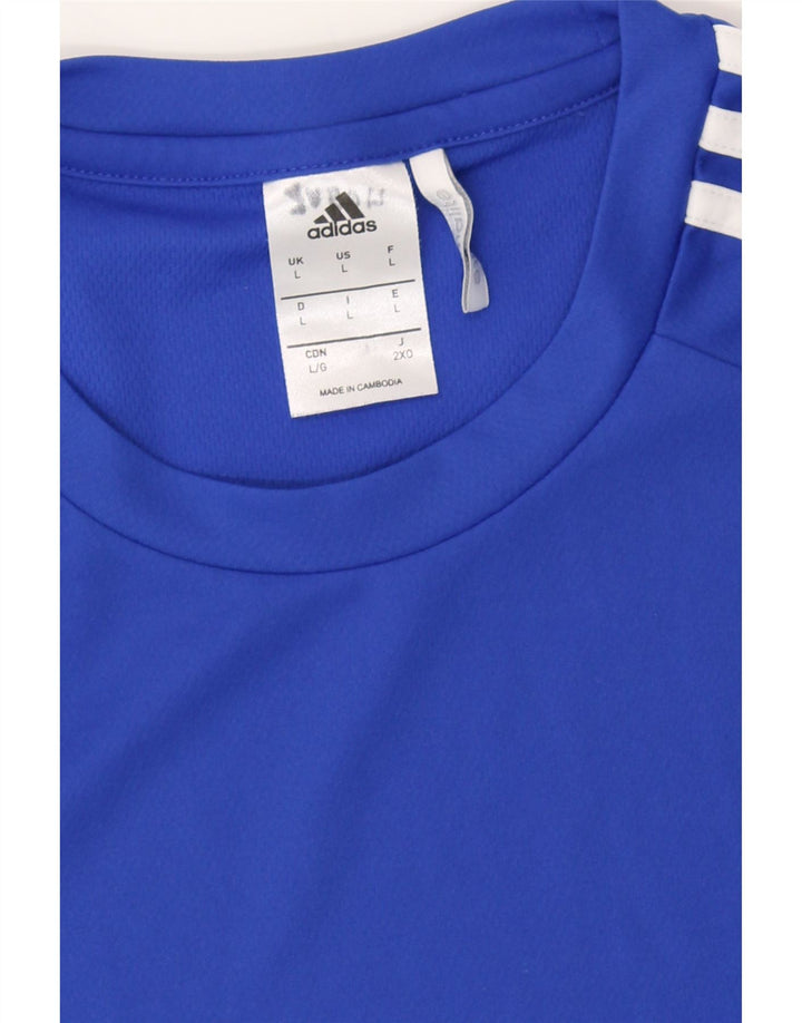 ADIDAS Mens Climalite T-Shirt Top Large Blue Polyester Vintage Adidas and Second-Hand Adidas from Messina Hembry 