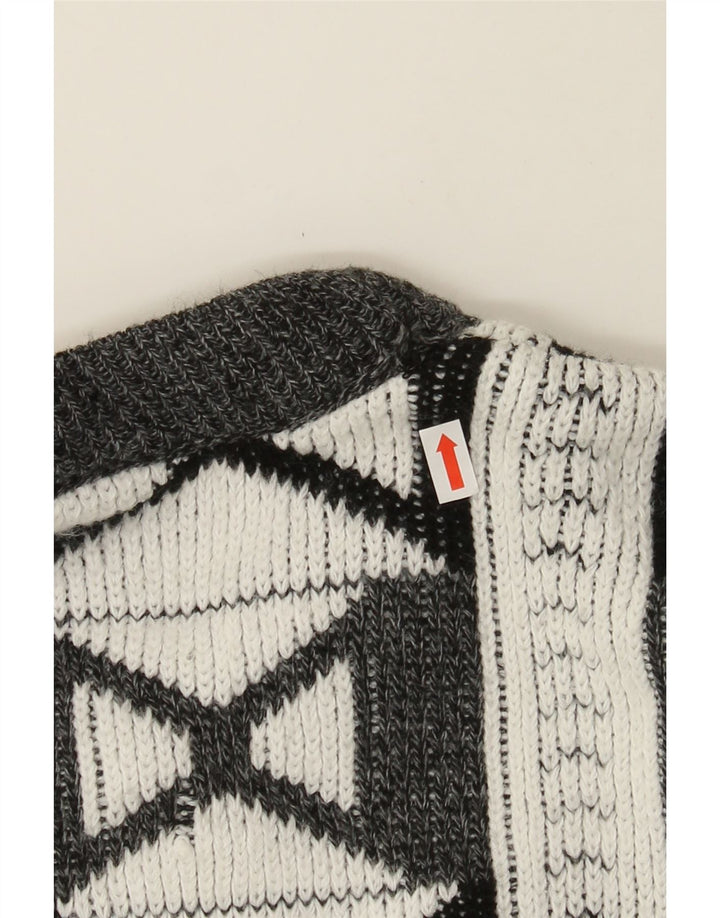 VINTAGE Mens Crew Neck Jumper Sweater Large Grey Geometric Acrylic Vintage Vintage and Second-Hand Vintage from Messina Hembry 