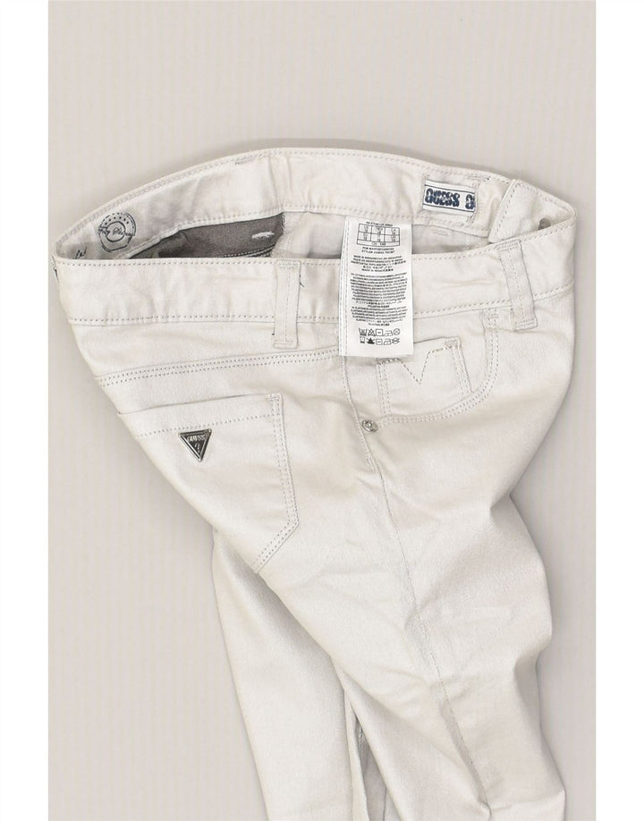 GUESS Girls Skinny Casual Trousers 9-10 Years W26 L22  Silver Cotton | Vintage Guess | Thrift | Second-Hand Guess | Used Clothing | Messina Hembry 