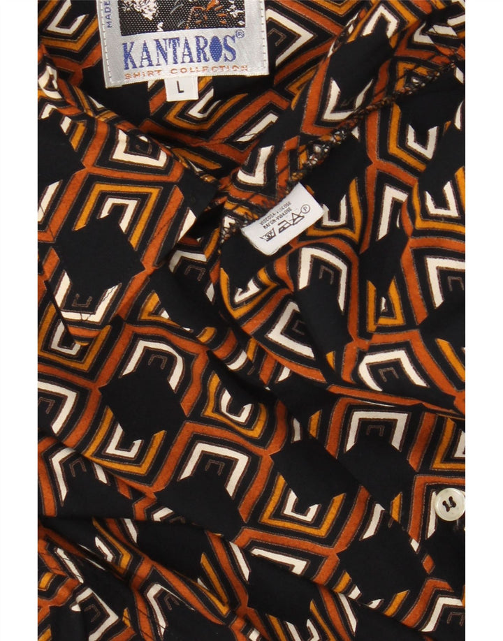 Мужская рубашка Kantaros, большая коричневая вискоза с геометрическим рисунком